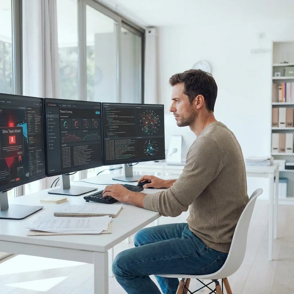 Analista di sicurezza durante esercitazione di incident response e threat hunting