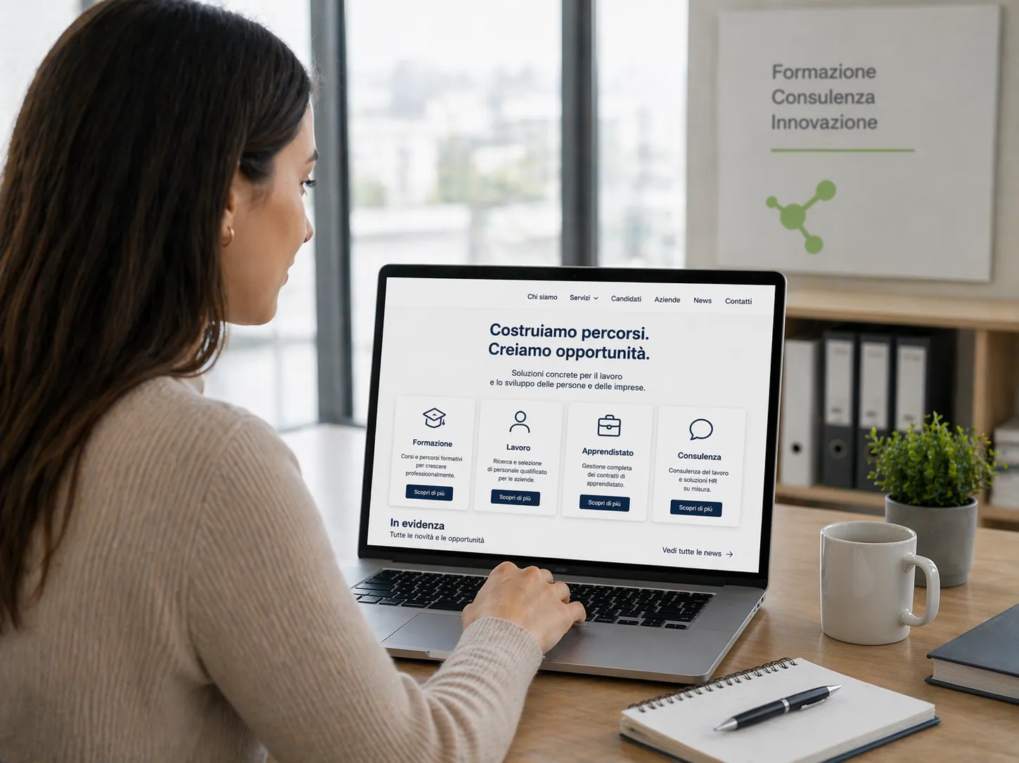 Candidata consulta i servizi dell'agenzia per il lavoro Innoform