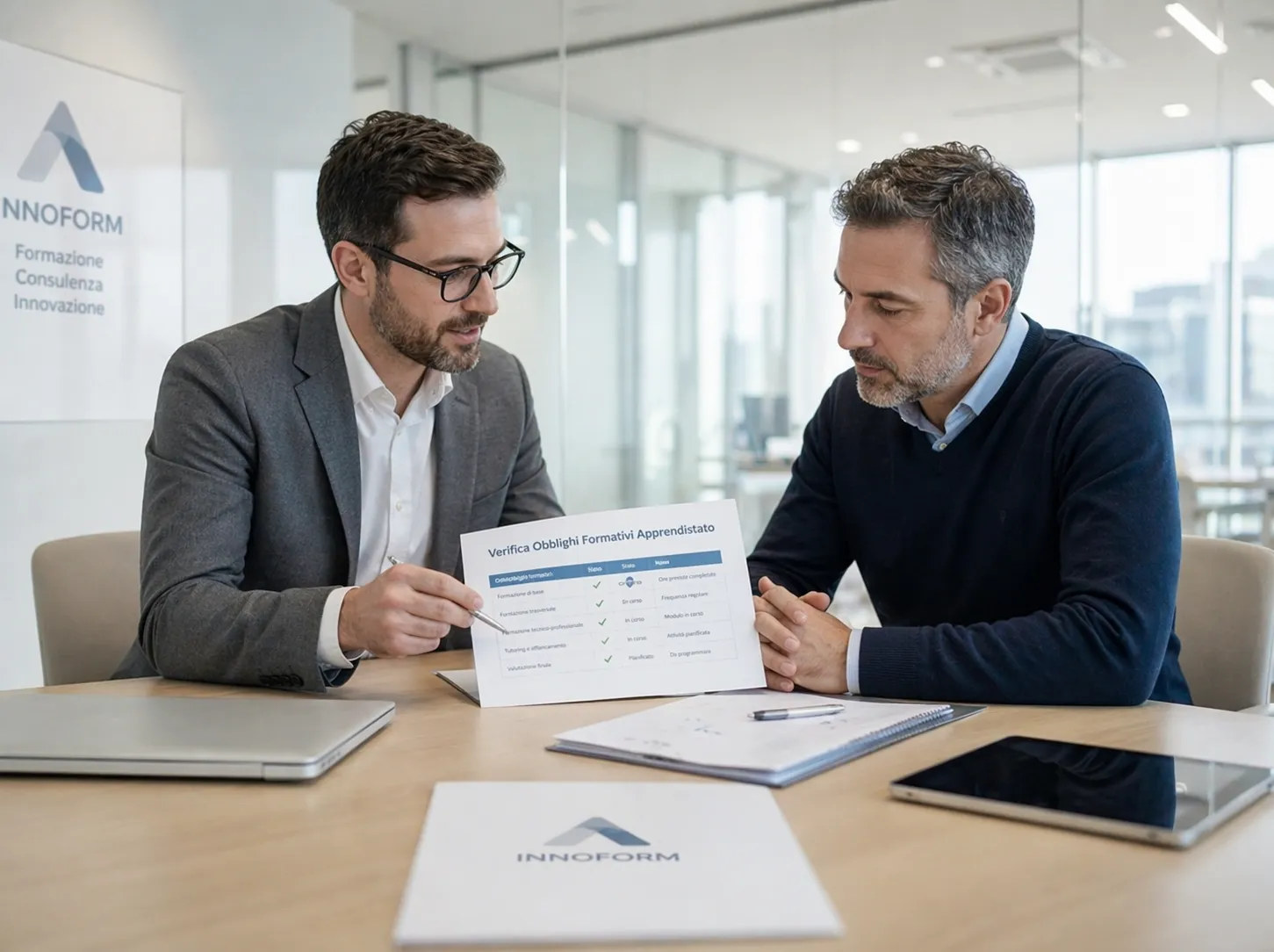 Consulente verifica obblighi formativi apprendistato con imprenditore