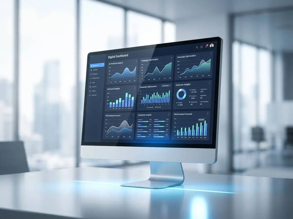Dashboard marketing con dati analizzati tramite intelligenza artificiale