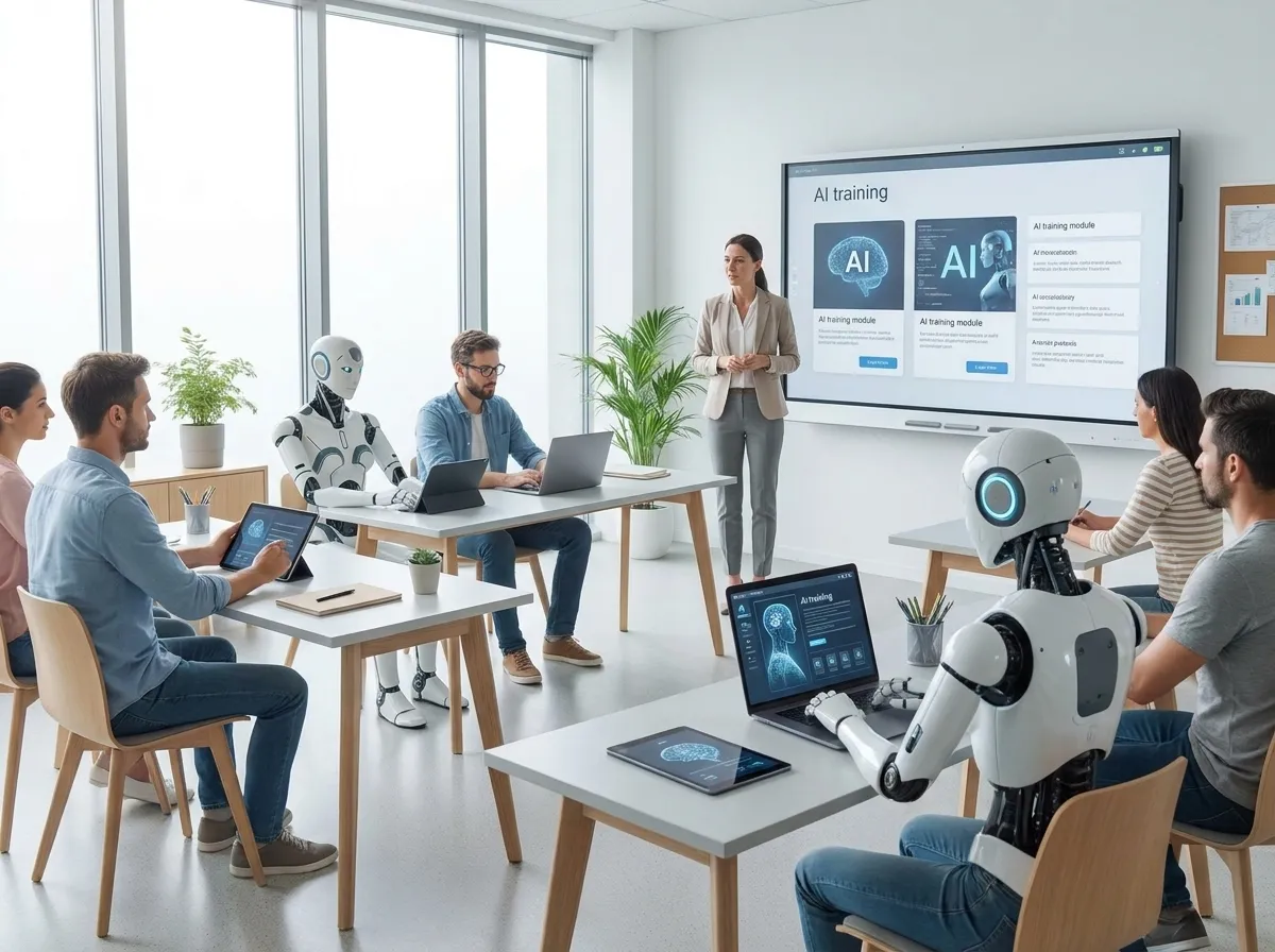 Formazione AI per team aziendale in aula con strumenti di intelligenza artificiale