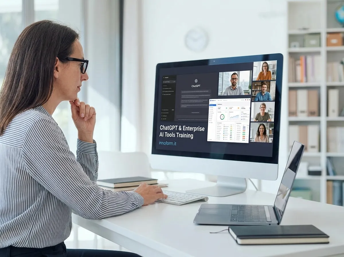 Sessione online di formazione con ChatGPT e strumenti IA aziendali